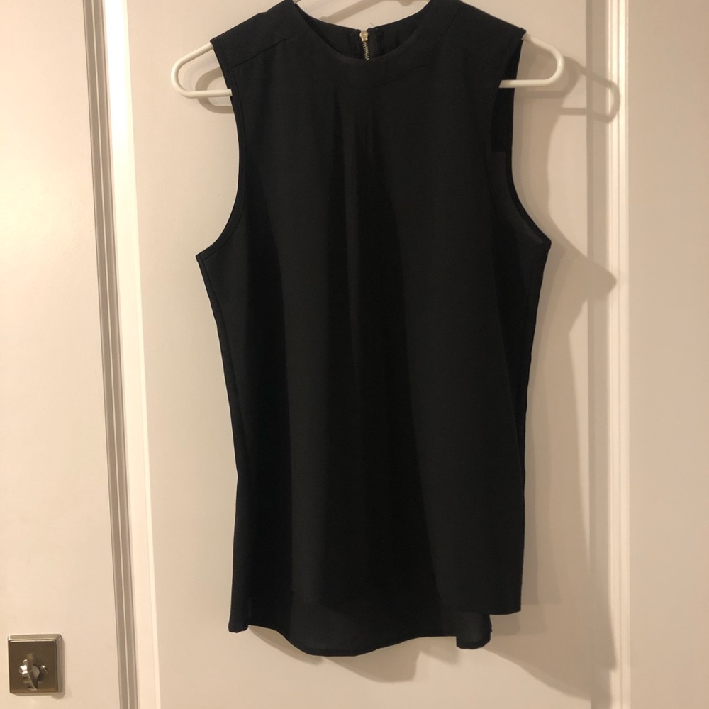 Black Paper Crane High Neck Blouse with Zipper